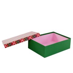 KIRMIZI YEŞİL EKOSE YILBAŞI KUTUSU 26X18CM