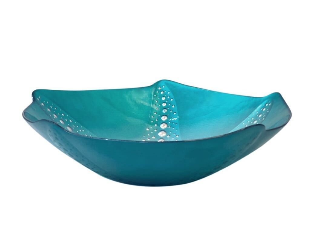 SEDEFLİ MAVİ GÜMÜŞ MEYVELİK 28cm