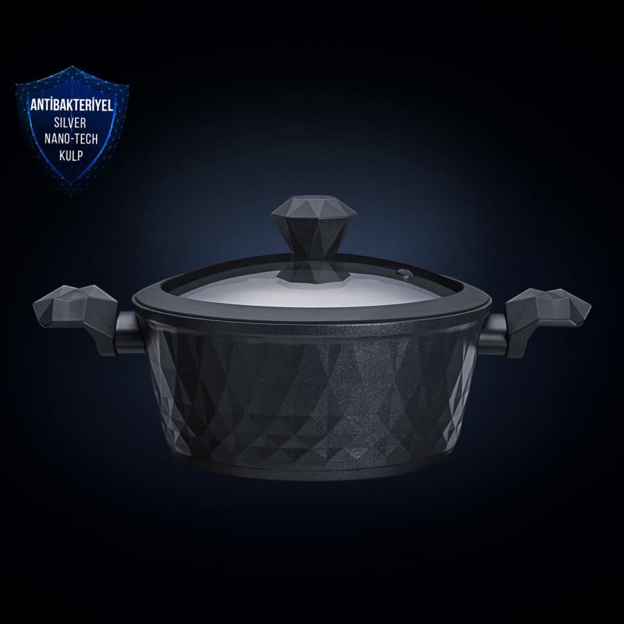 BIO DIAMOND ANTİBAKTERİYEL KULP İNDÜKSİYON TABAN TENCERE 24CM 4LT