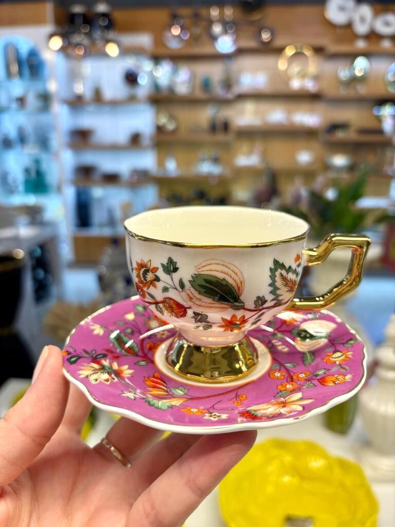 EVAN LİLA ÇİÇEKLİ TEK KİŞİLİK TÜRK KAHVESİ FİNCANI