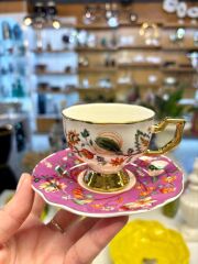 EVAN LİLA ÇİÇEKLİ TEK KİŞİLİK TÜRK KAHVESİ FİNCANI