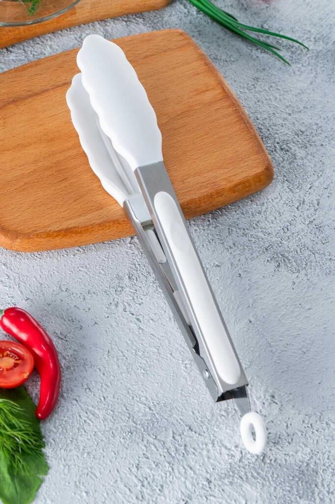 BEYAZ SİLİKON METAL MAŞA 28CM