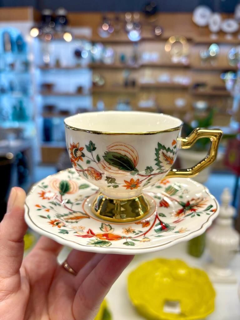 EVAN BEYAZ ÇİÇEKLİ TEK KİŞİLİK TÜRK KAHVESİ FİNCANI