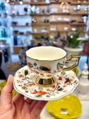 EVAN BEYAZ ÇİÇEKLİ TEK KİŞİLİK TÜRK KAHVESİ FİNCANI