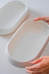 BIANCO LINEA 2'Lİ OVAL DERİN KAYIK TABAK 18X35CM