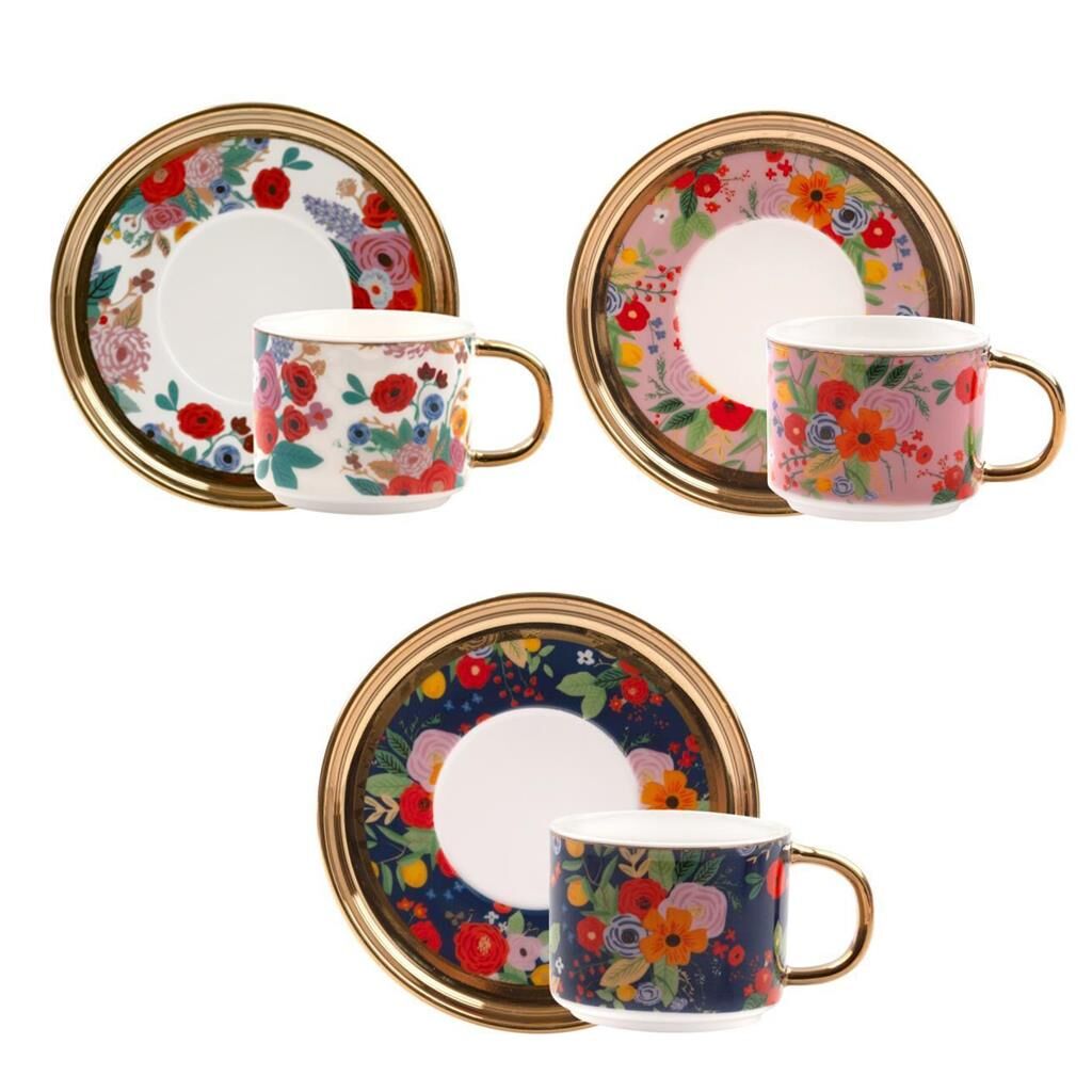 ÇİÇEKLİ 6 KİŞİLİK TÜRK KAHVESİ FİNCANI