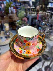 ÇİÇEKLİ 6 KİŞİLİK TÜRK KAHVESİ FİNCANI