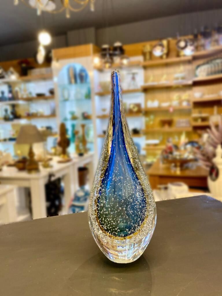 KRİSTAL CAM MAVİ DAMLA DEKOR 10X25CM