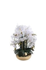 METAL ALTIN SAKSILI YAPAY ORKİDE 64CM