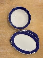 AROW LACİVERT 3'LÜ KAYIK TABAK SALATA KASE SETİ