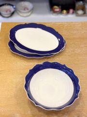 AROW LACİVERT 3'LÜ KAYIK TABAK SALATA KASE SETİ