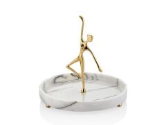 EVZA MERMER BEYAZ BALERİN FİGÜRLÜ SUNUM TABAK 26CM