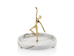 EVZA MERMER BEYAZ BALERİN FİGÜRLÜ SUNUM TABAK 26CM