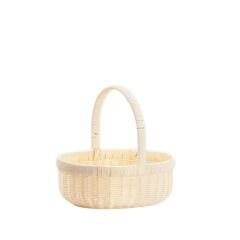 SENTETİK HASIR KREM OVAL KAPAKSIZ PİKNİK SEPETİ 33X27X14CM