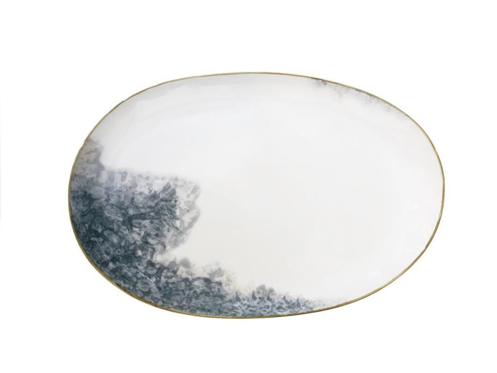 BULUT DESEN OVAL SERVİS TABAK 40CM