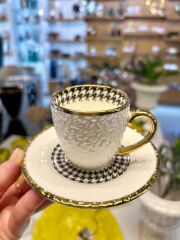 GOLD KABARTMALI TEK KİŞİLİK TÜRK KAHVESİ FİNCANI