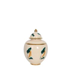 KAHVE ALTIN YAPRAK DESEN KÜP 30CM