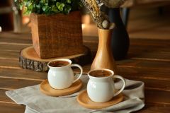 TORBY BAMBU TABAKLI 2'Lİ TÜRK KAHVESİ FİNCANI