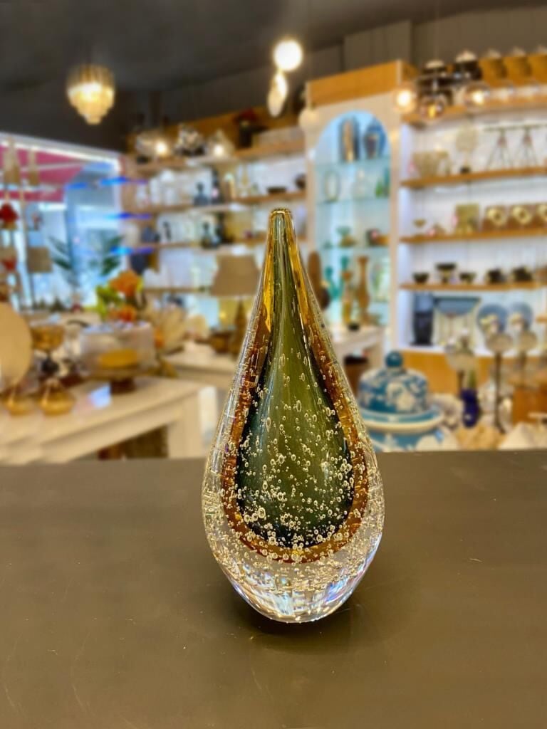 KRİSTAL CAM YEŞİL DAMLA DEKOR 9X18CM