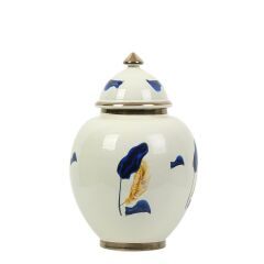 MAVİ ALTIN YAPRAK DESEN KÜP 35CM