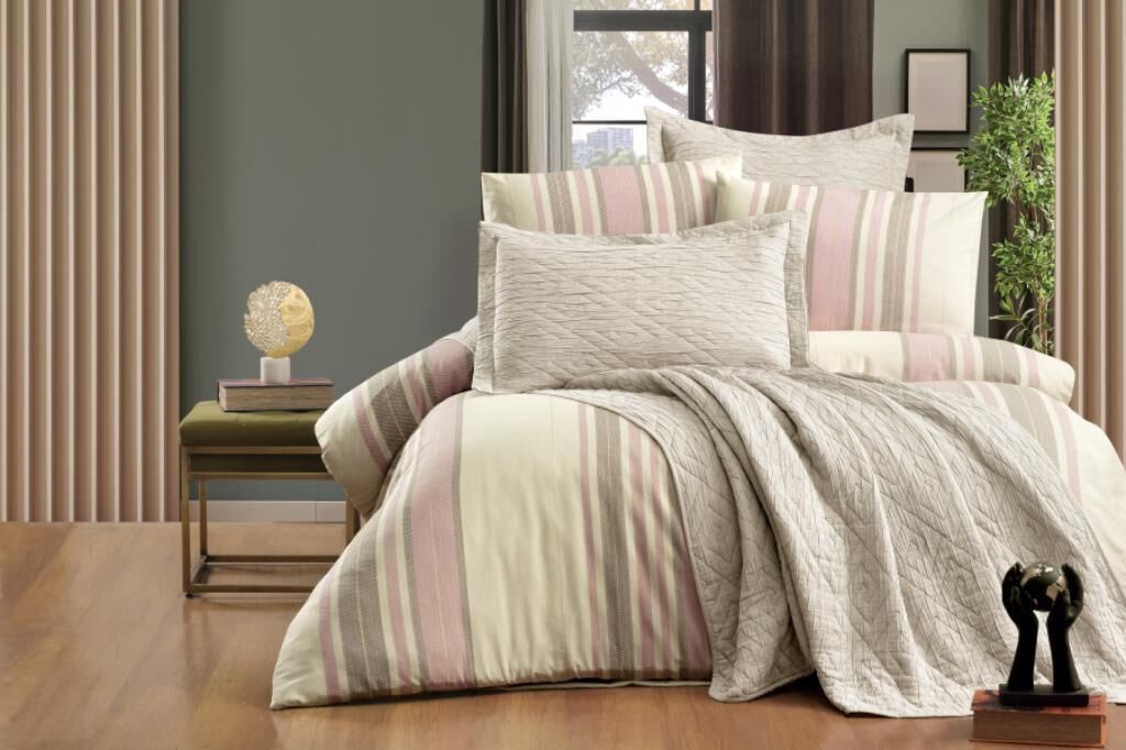 LADEN ÇİFT KİŞİLİK YATAK ÖRTÜSÜ SETİ TAŞ