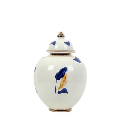 MAVİ ALTIN YAPRAK DESEN KÜP 26CM