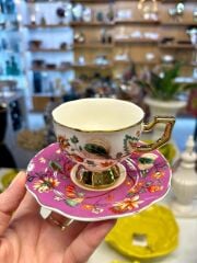 EVAN LİLA ÇİÇEKLİ 2 TEK KİŞİLİK TÜRK KAHVESİ FİNCANI