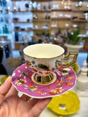 EVAN LİLA ÇİÇEKLİ 2 TEK KİŞİLİK TÜRK KAHVESİ FİNCANI