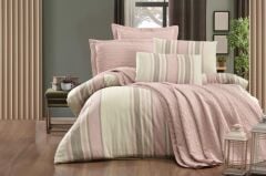 LADEN ÇİFT KİŞİLİK YATAK ÖRTÜSÜ SETİ PUDRA