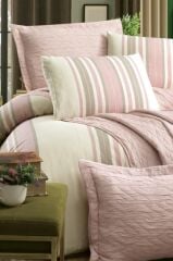 LADEN ÇİFT KİŞİLİK YATAK ÖRTÜSÜ SETİ PUDRA