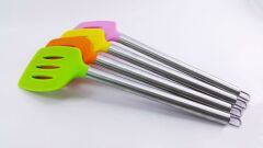 SİLİKON YEŞİL SPATULA (ÇELİK SAPLI)