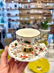 EVAN BEYAZ ÇİÇEKLİ 2 KİŞİLİK TÜRK KAHVESİ FİNCANI