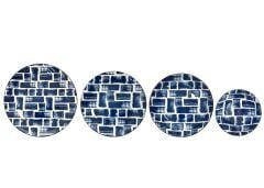 LACİVERT KARE DESEN6 KİŞİLİK 24 PARÇA YEMEK TAKIMI