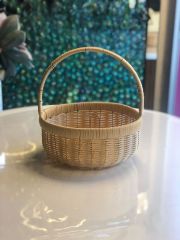 SENTETİK HASIR BEJ YUVARLAK KAPAKSIZ PİKNİK SEPETİ 28X12CM