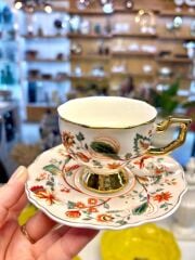 EVAN BEJ ÇİÇEKLİ 2 KİŞİLİK TÜRK KAHVESİ FİNCANI