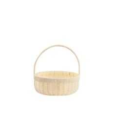 SENTETİK HASIR KREM YUVARLAK KAPAKSIZ PİKNİK SEPETİ 28X12CM