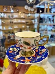 EVAN LACİVERT ÇİÇEKLİ 2 KİŞİLİK TÜRK KAHVESİ FİNCANI