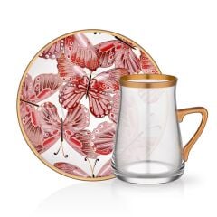 VENÜS KIRMIZI KULPLU TEK KİŞİLİK ÇAY SETİ