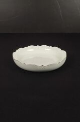 WAVE BEYAZ ALTIN YUVARLAK SUNUM TABAK 25CM