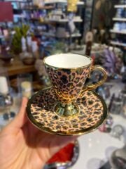 SOMON LEOPAR AYAKLI TEK KİŞİLİK TÜRK KAHVESİ FİNCANI