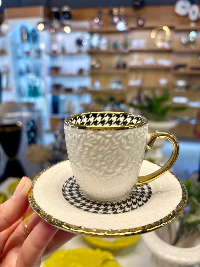 GOLD KABARTMALI 6 KİŞİLİK TÜRK KAHVESİ FİNCANI