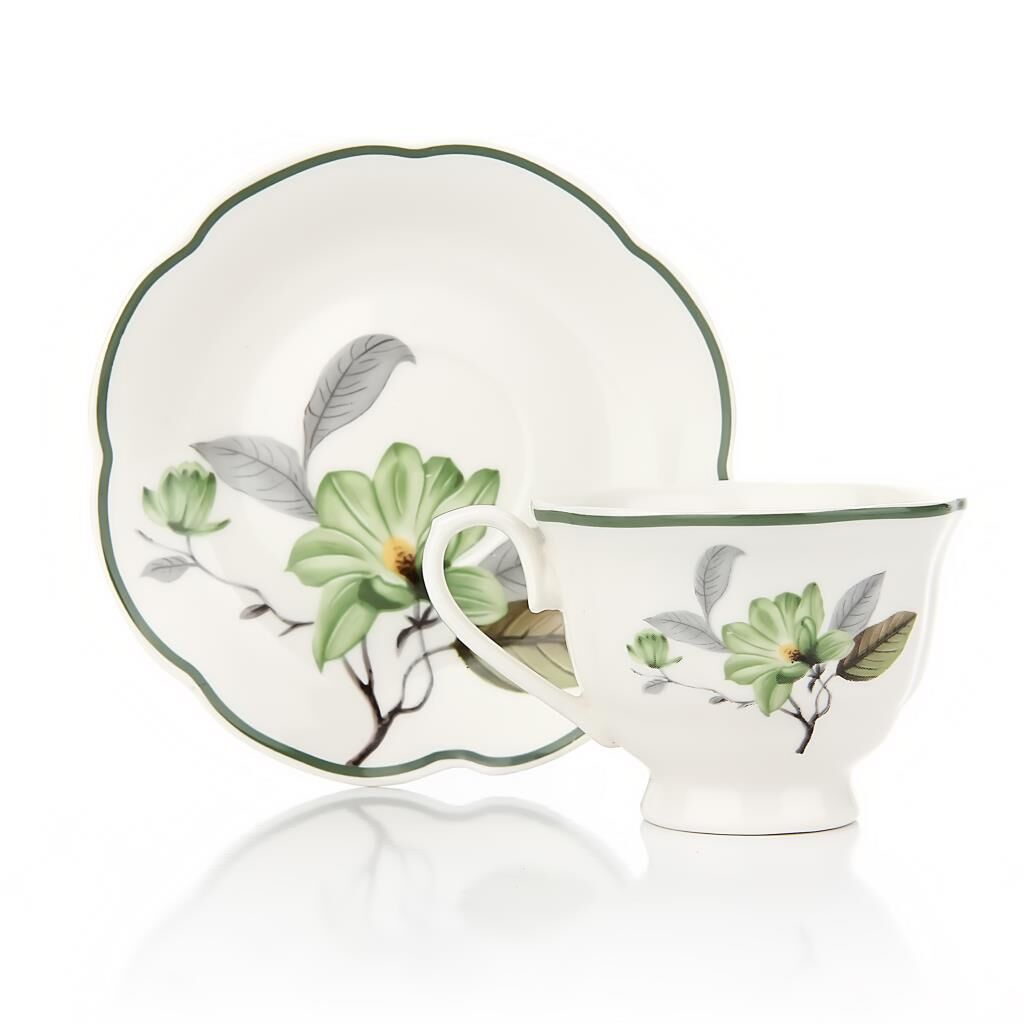 YEŞİL ÇİÇEK 2 KİŞİLİK TÜRK KAHVESİ FİNCANI