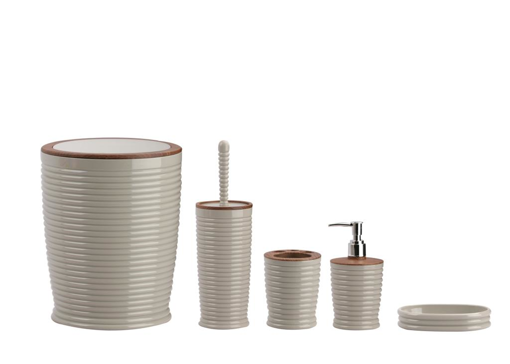 ELEGANS GRİ AHŞAP 5 PARÇA BANYO SETİ