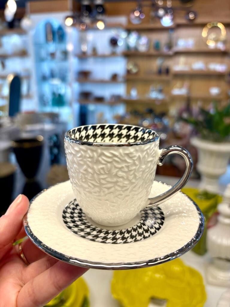 GÜMÜŞ KABARTMALI 2 KİŞİLİK TÜRK KAHVESİ FİNCANI