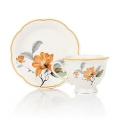 TURUNCU ÇİÇEK 2 KİŞİLİK TÜRK KAHVESİ FİNCANI