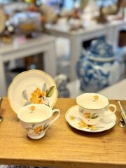 TURUNCU ÇİÇEK 2 KİŞİLİK TÜRK KAHVESİ FİNCANI