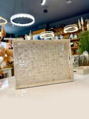 BEJ SEDEFLİ DİKDÖRTGEN TEPSİ 40X30CM