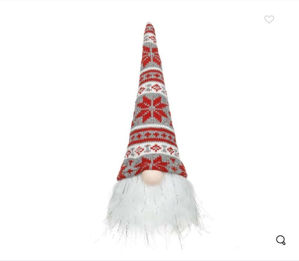KIRMIZI GRİ IŞIKLI NOEL CÜCE DEKOR 28CM