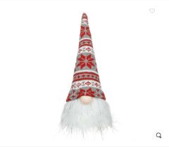 KIRMIZI GRİ IŞIKLI NOEL CÜCE DEKOR 28CM