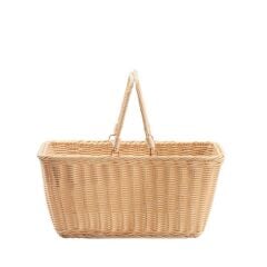 SENTETİK HASIR BEJ DİKDÖRTGEN KAPAKSIZ PİKNİK SEPETİ 40X28X18CM